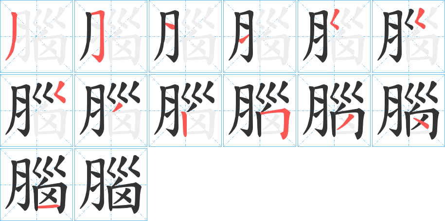 腦的笔顺分步演示