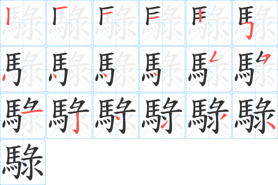 騄的笔顺分步演示