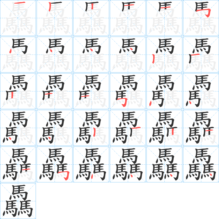 驫的笔顺分步演示